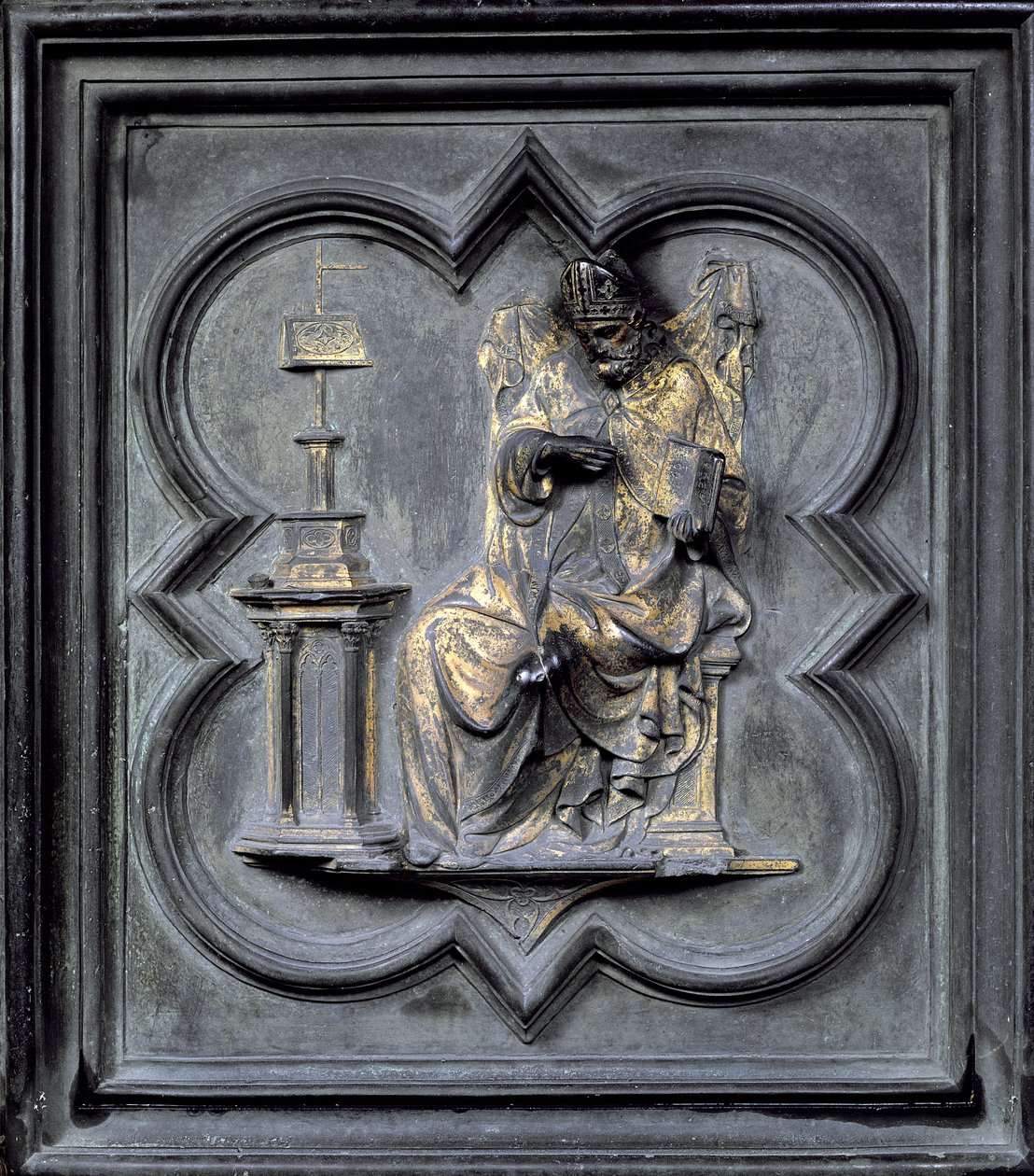 Sint-Augustinus, paneel H van de noorddeuren van de Baptisterium van San Giovanni, 1403-24 door Lorenzo Ghiberti