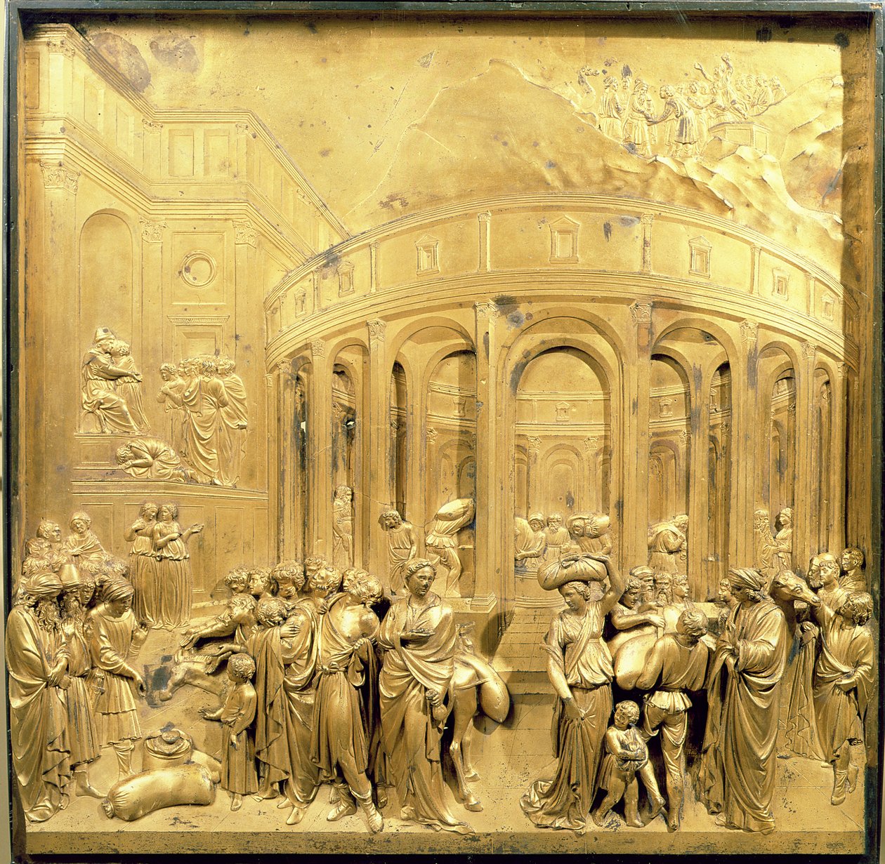 Het verhaal van Jozef, origineel paneel van de oostdeuren van de doopkapel (post restauratie) door Lorenzo Ghiberti