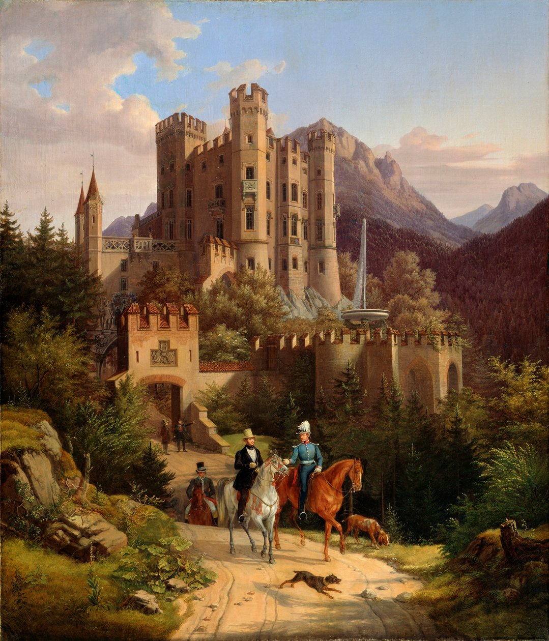 De Kroonprins Maximiliaan rijdend in Hohenschwangau door Lorenzo II Quaglio