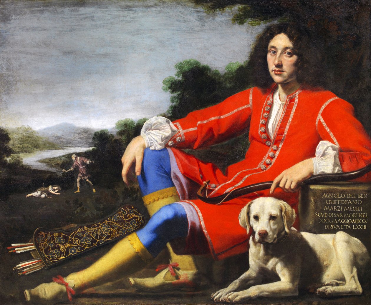 Portret van een heer met labrador, eerste helft van de 17e eeuw door Lorenzo Lippi