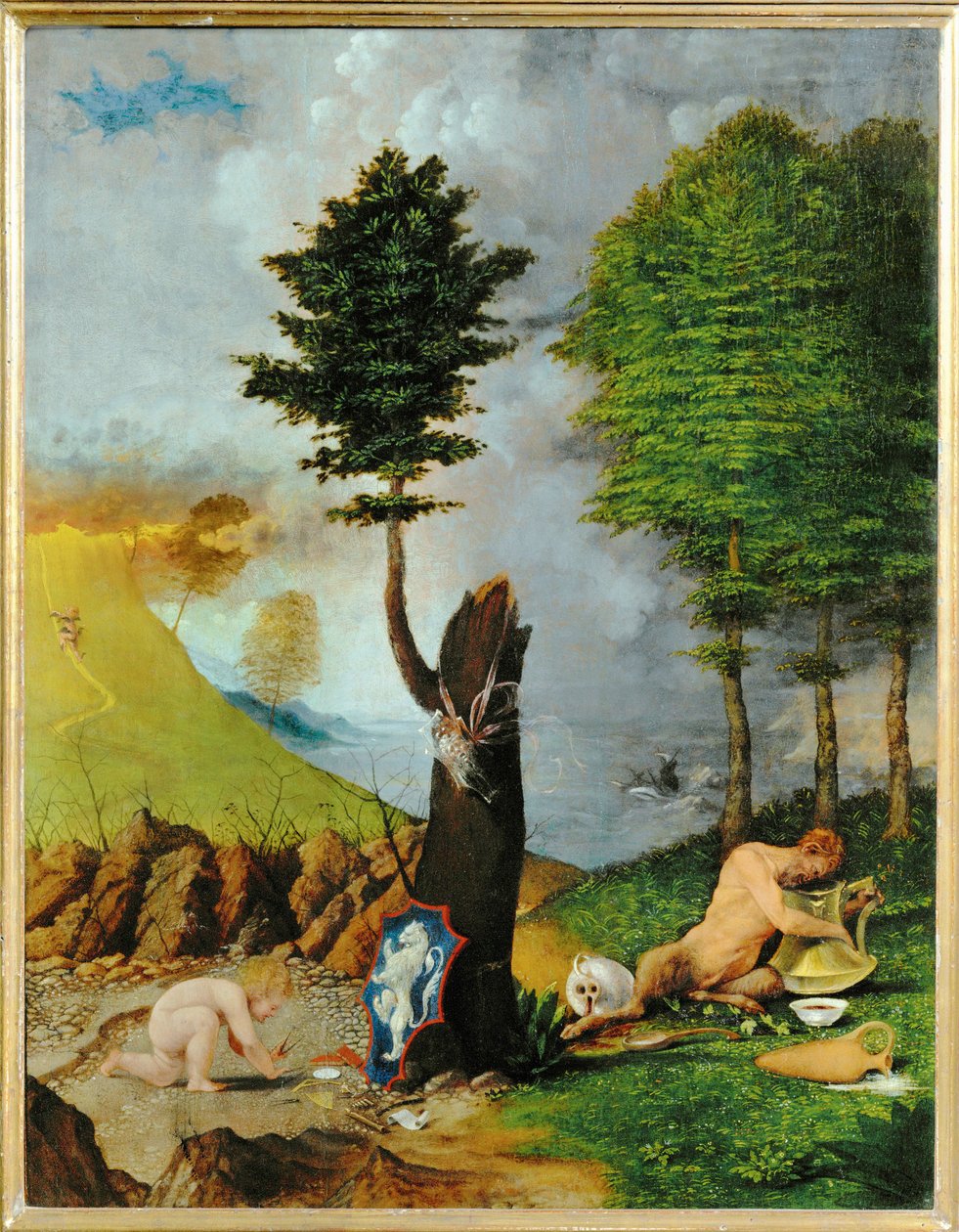 Allegorie van deugd en ondeugd (schilderij op hout) door Lorenzo Lotto