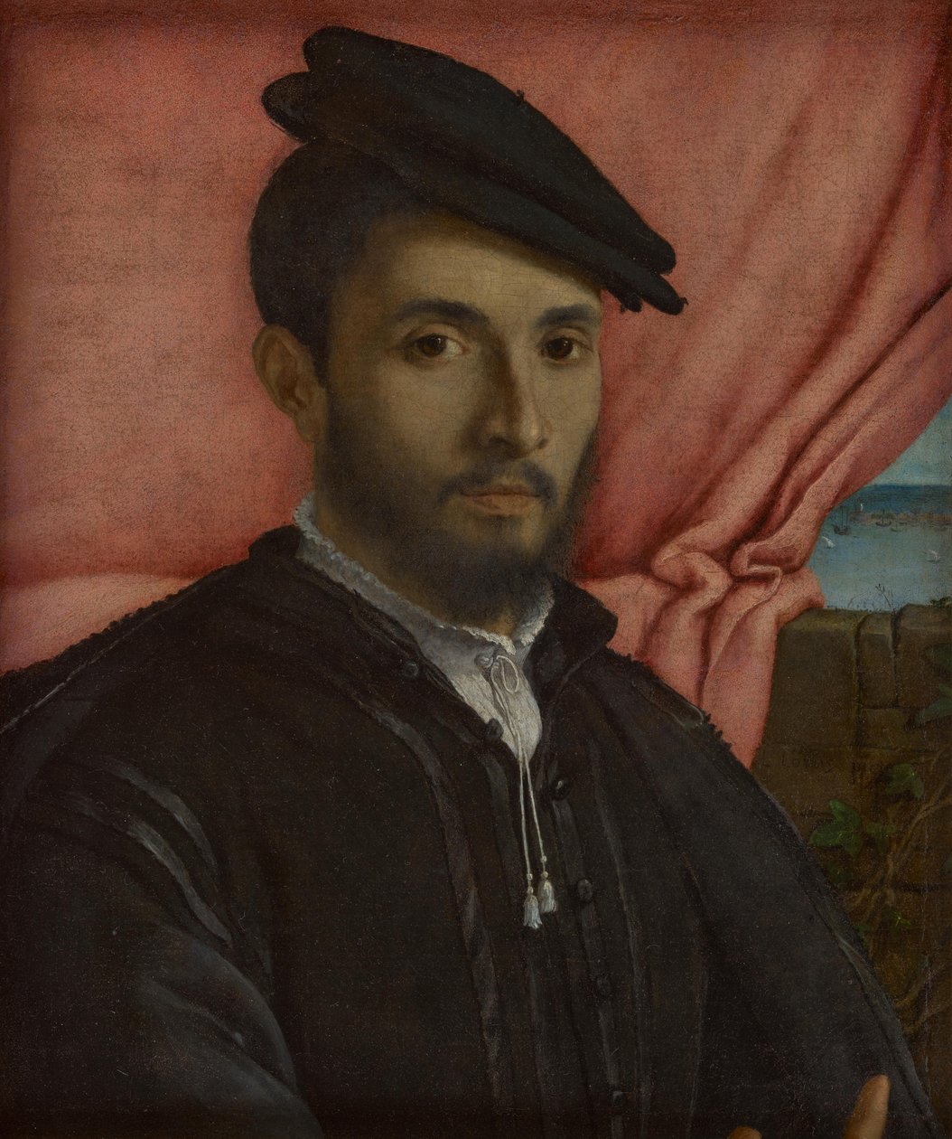 Portret van een jonge man door Lorenzo Lotto