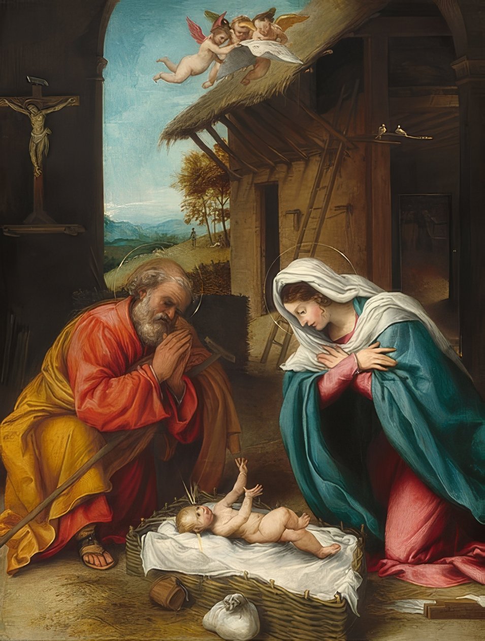 Geboorte van Christus. 1523 door Lorenzo Lotto