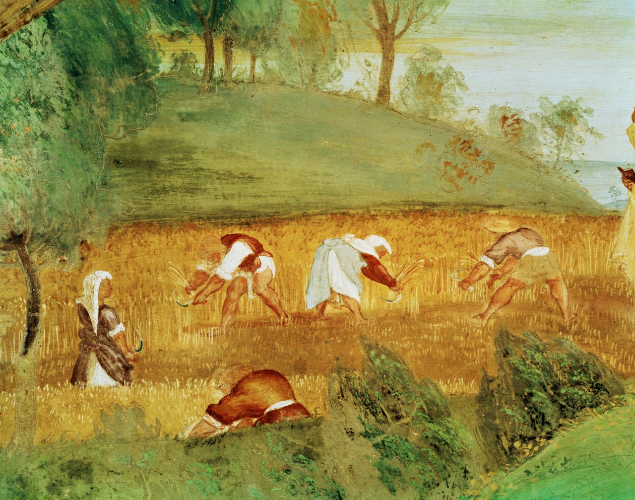 Linkerzijde van de Capella Suardi, Kerk Santa Barbara in Bergamo ... (muurschildering) door Lorenzo Lotto