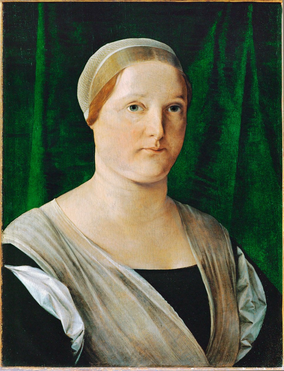 Portret van een vrouw (schilderij op hout) door Lorenzo Lotto
