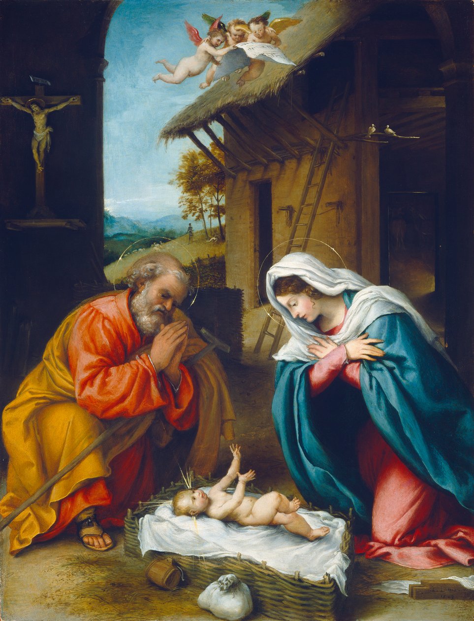 De geboorte van Christus door Lorenzo Lotto