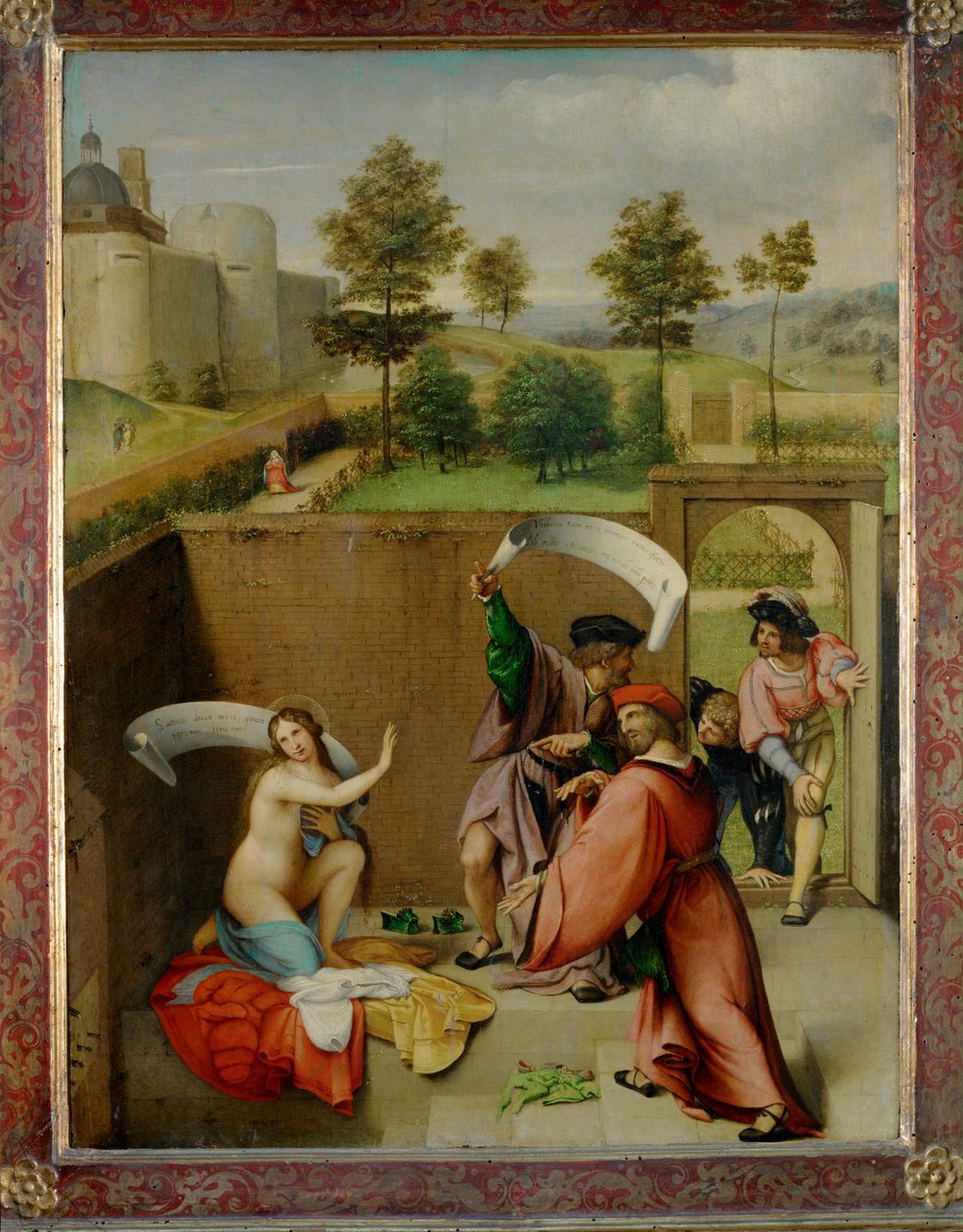 De kuisheid van Susanna (schilderij op hout) door Lorenzo Lotto