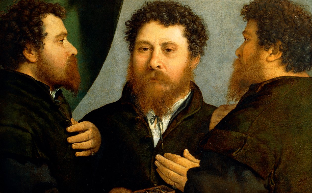 Drievoudig portret van goudsmid door Lorenzo Lotto