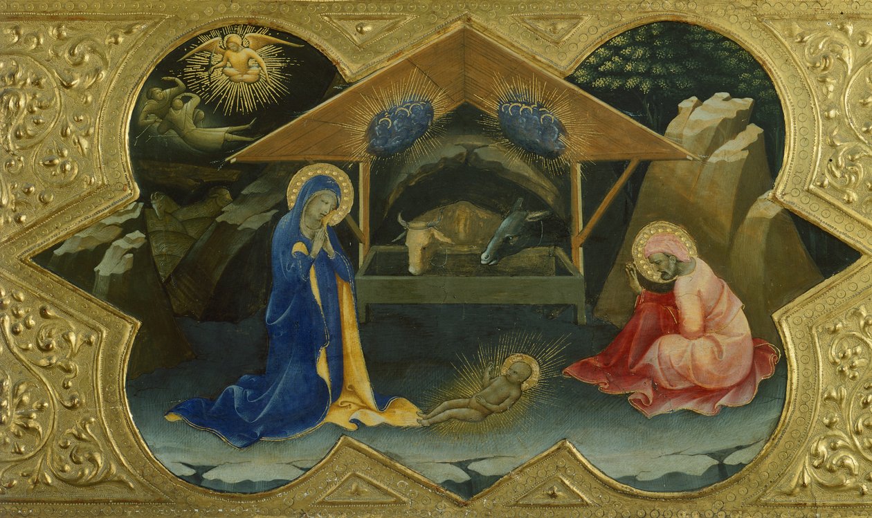Geboorte van Christus, scène uit predella van Kroning van de Maagd door Lorenzo Monaco