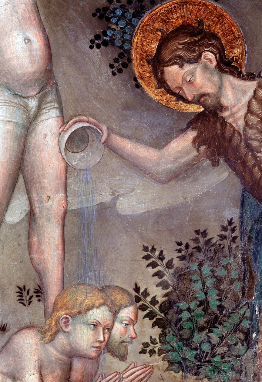 Johannes de Doper doopt de menigte in de Jordaan (detail) door Lorenzo Salimbeni