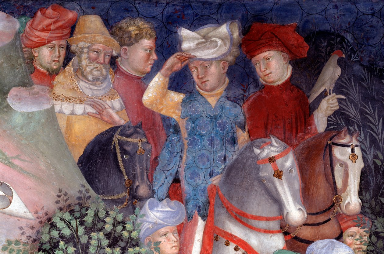 De prediking van Sint Jan de Doper aan de menigte (detail) door Lorenzo Salimbeni