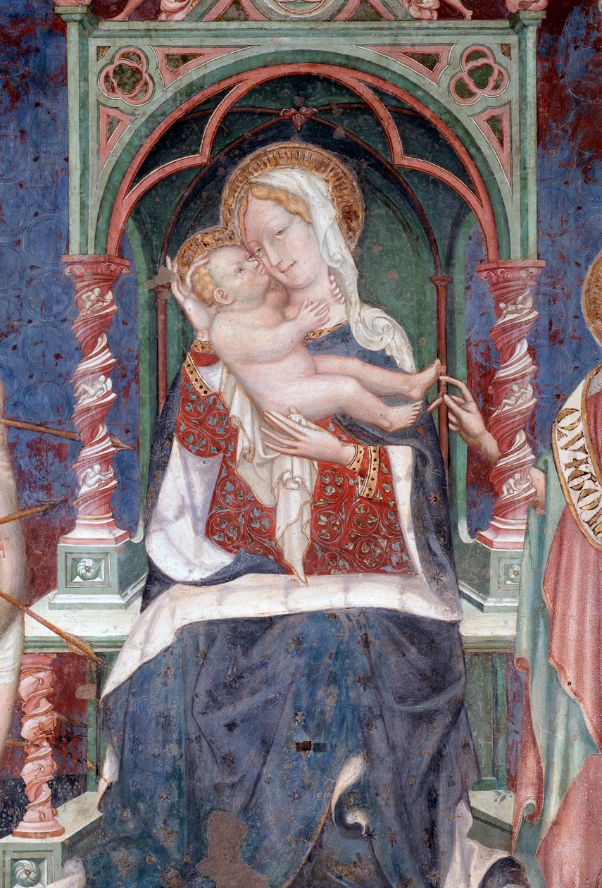 Maagd met Jezus, Johannes de Doper en Sint Sebastiaan (detail) door Lorenzo Salimbeni
