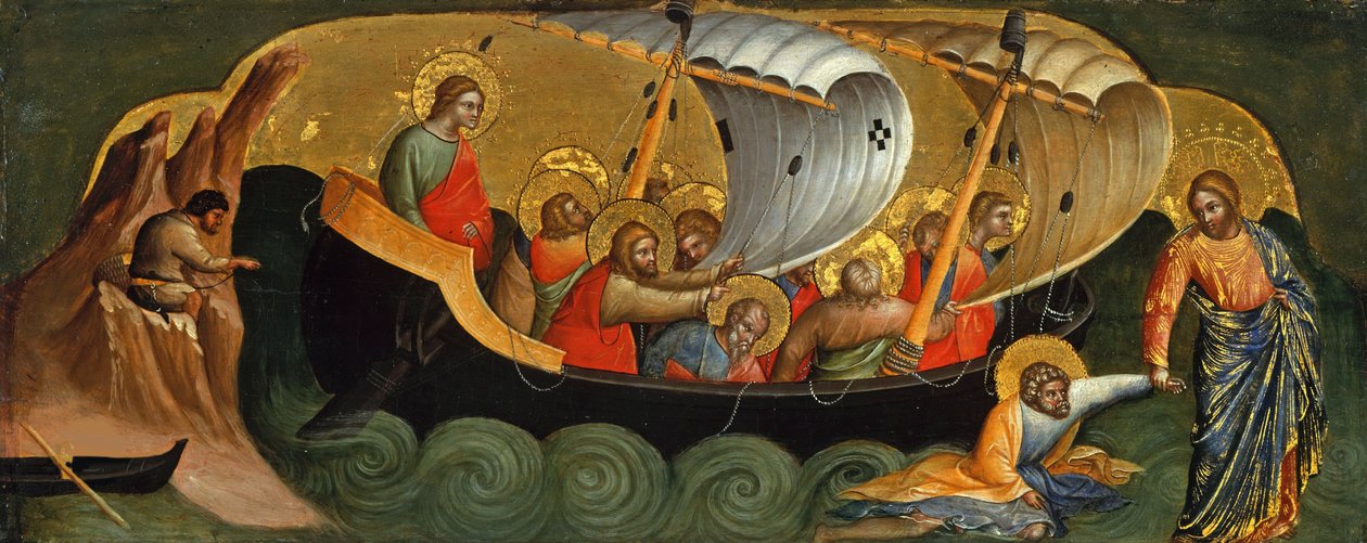 Christus redt Petrus van verdrinking Predella-paneel, ca. 1370 door Lorenzo Veneziano