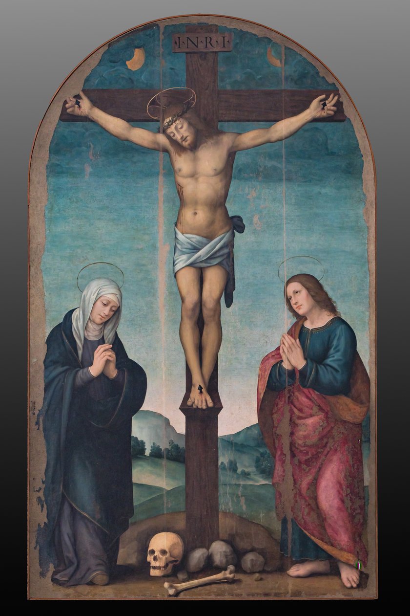 Kruisiging, ca.1500-24 (olieverf op paneel) door Lorenzo di Credi