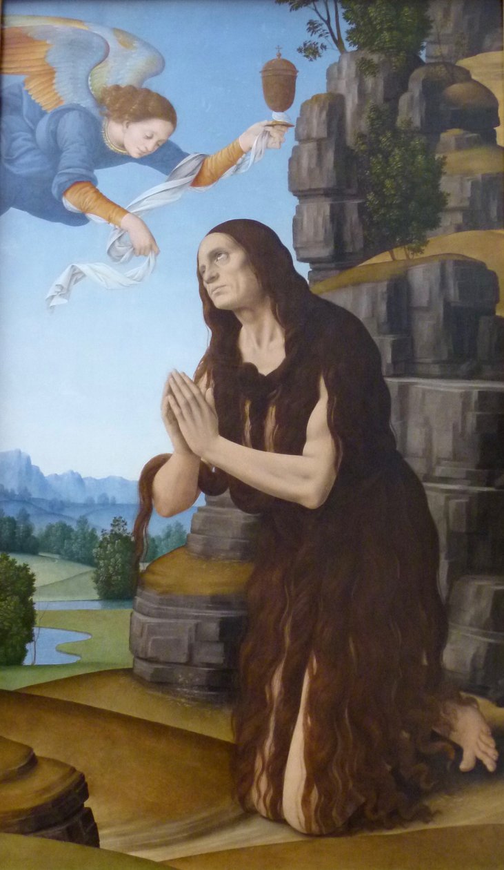 German: Die heilige Maria Ägyptiaca Saint Mary of Egypt door Lorenzo di Credi