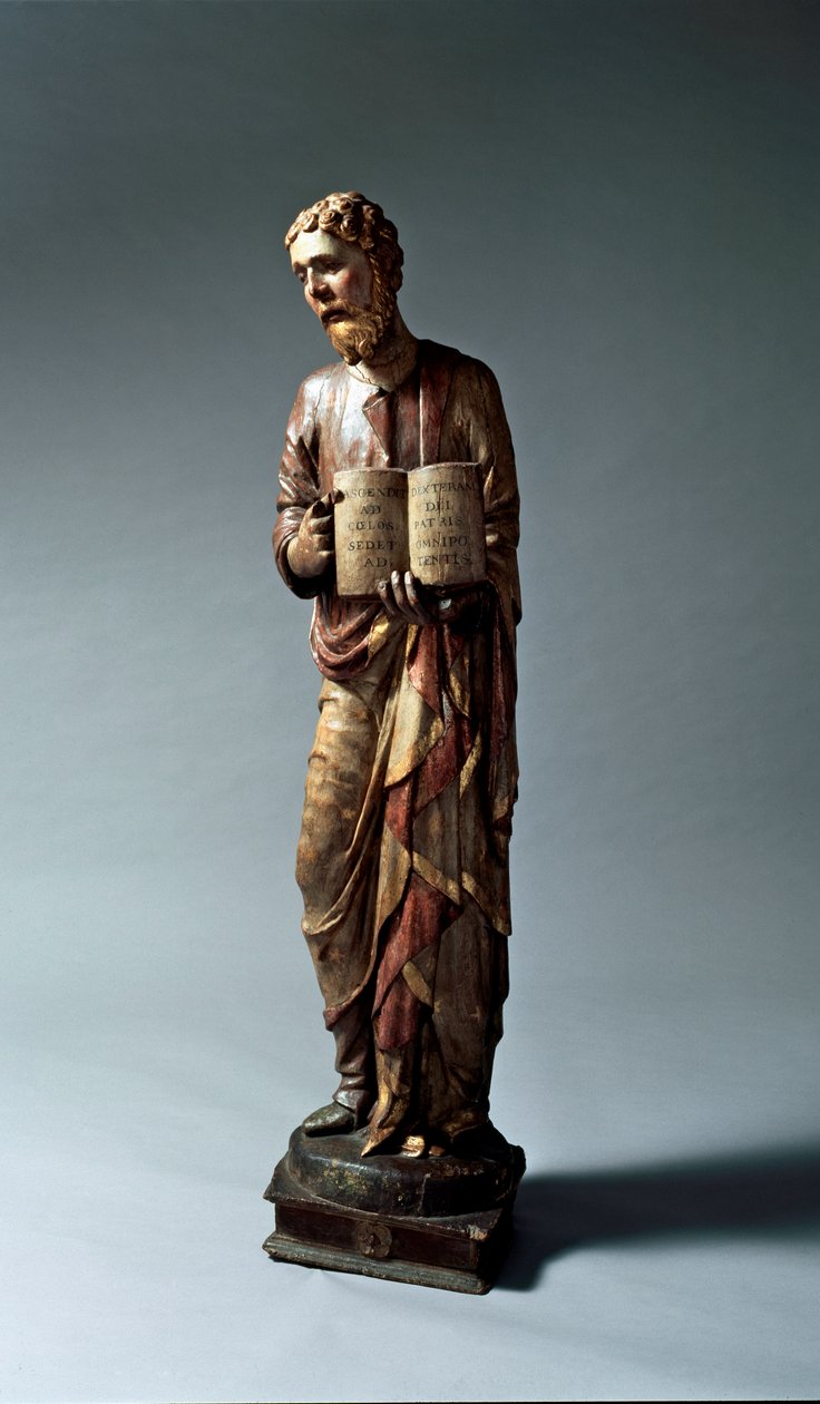 Voorstelling van een niet-geïdentificeerde heilige. Polychrome houten sculptuur door Lorenzo di Pietro Vecchietta
