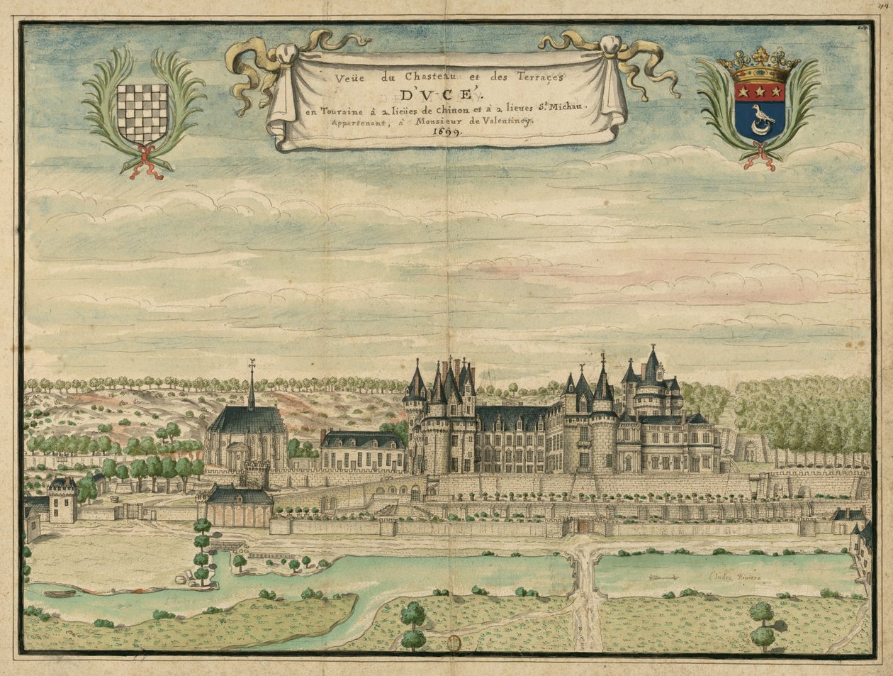 Gekleurde tekening van het Château d