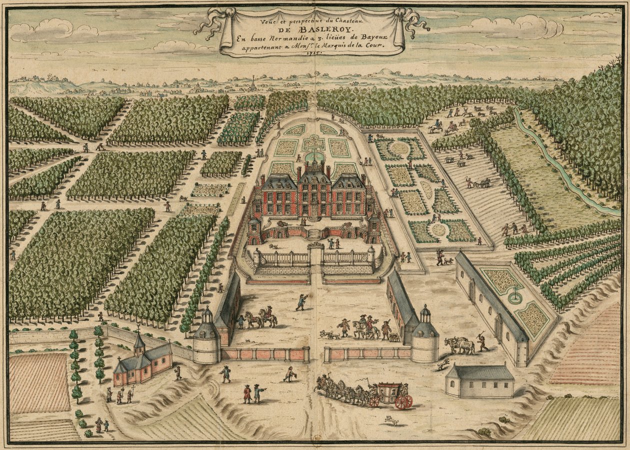 Perspectivische tekening van het kasteel Balleroy in Frankrijk door Louis Boudan