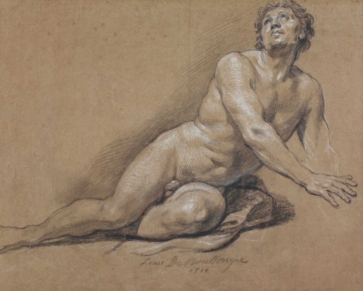 Liggende Mannelijke Naakt door Louis Boullongne the younger