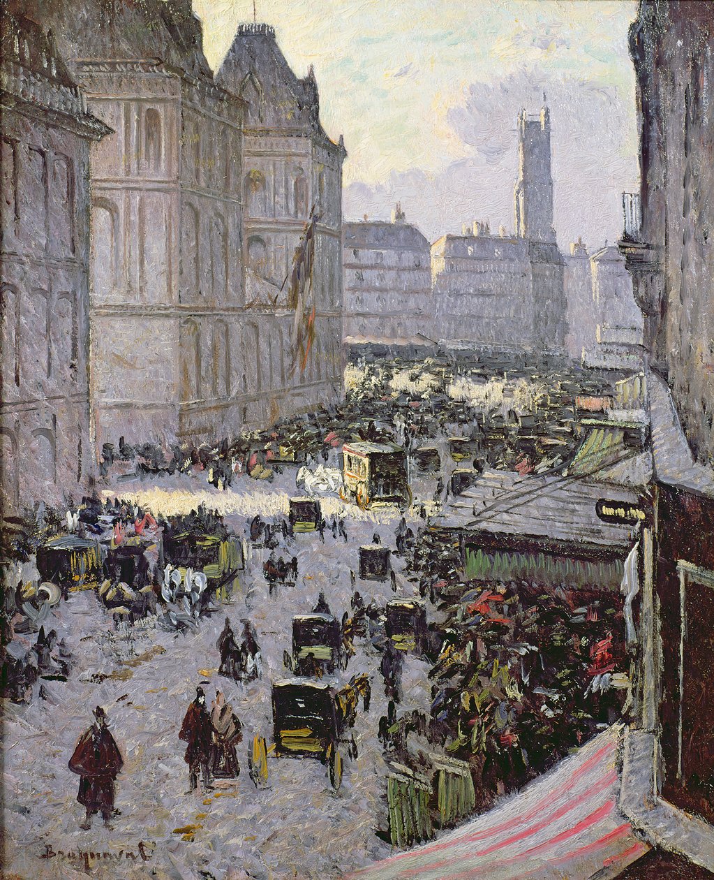 Straatscène in Parijs door Louis Braquaval