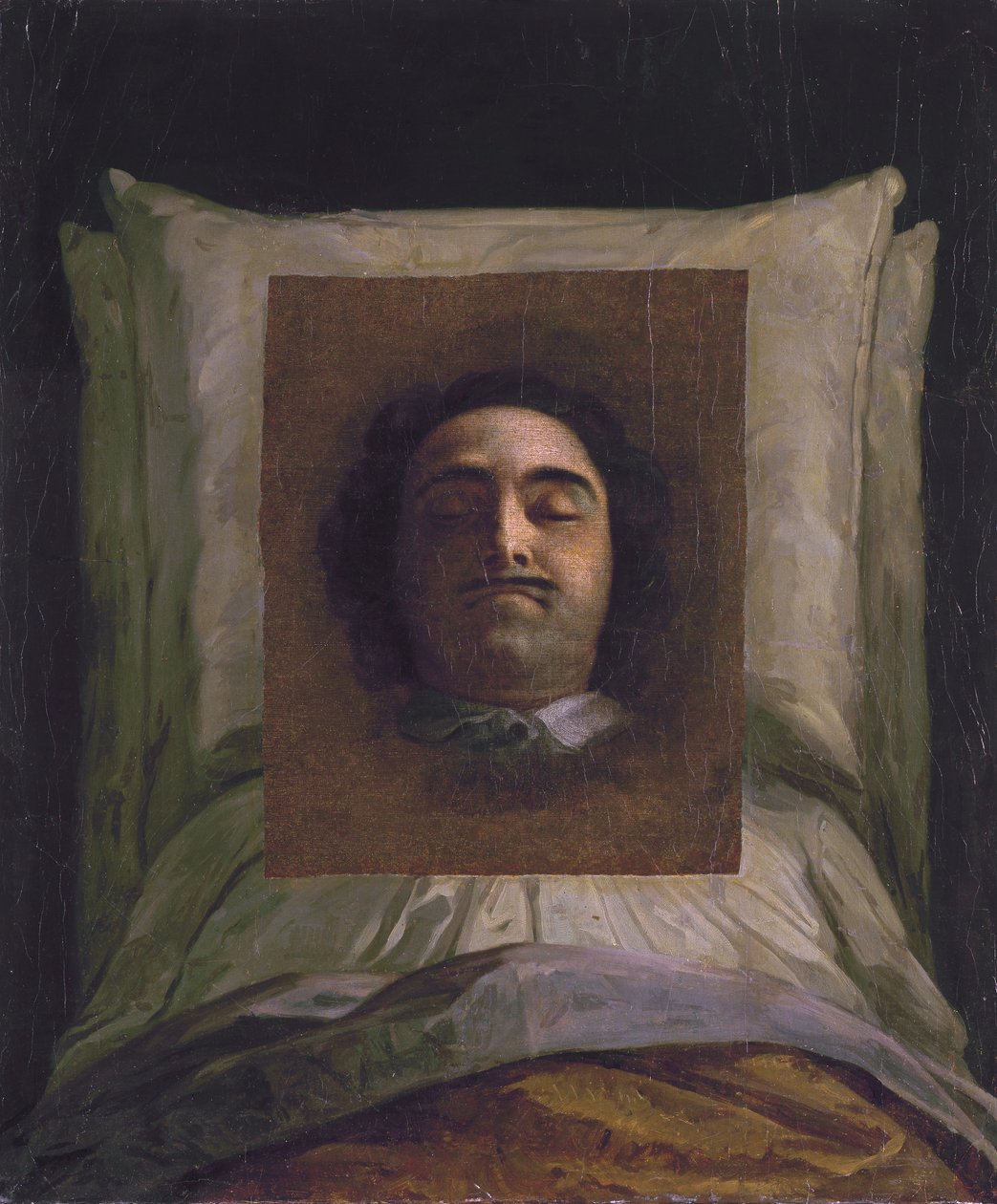 Portret van Peter de Grote op zijn sterfbed door Louis Caravaque