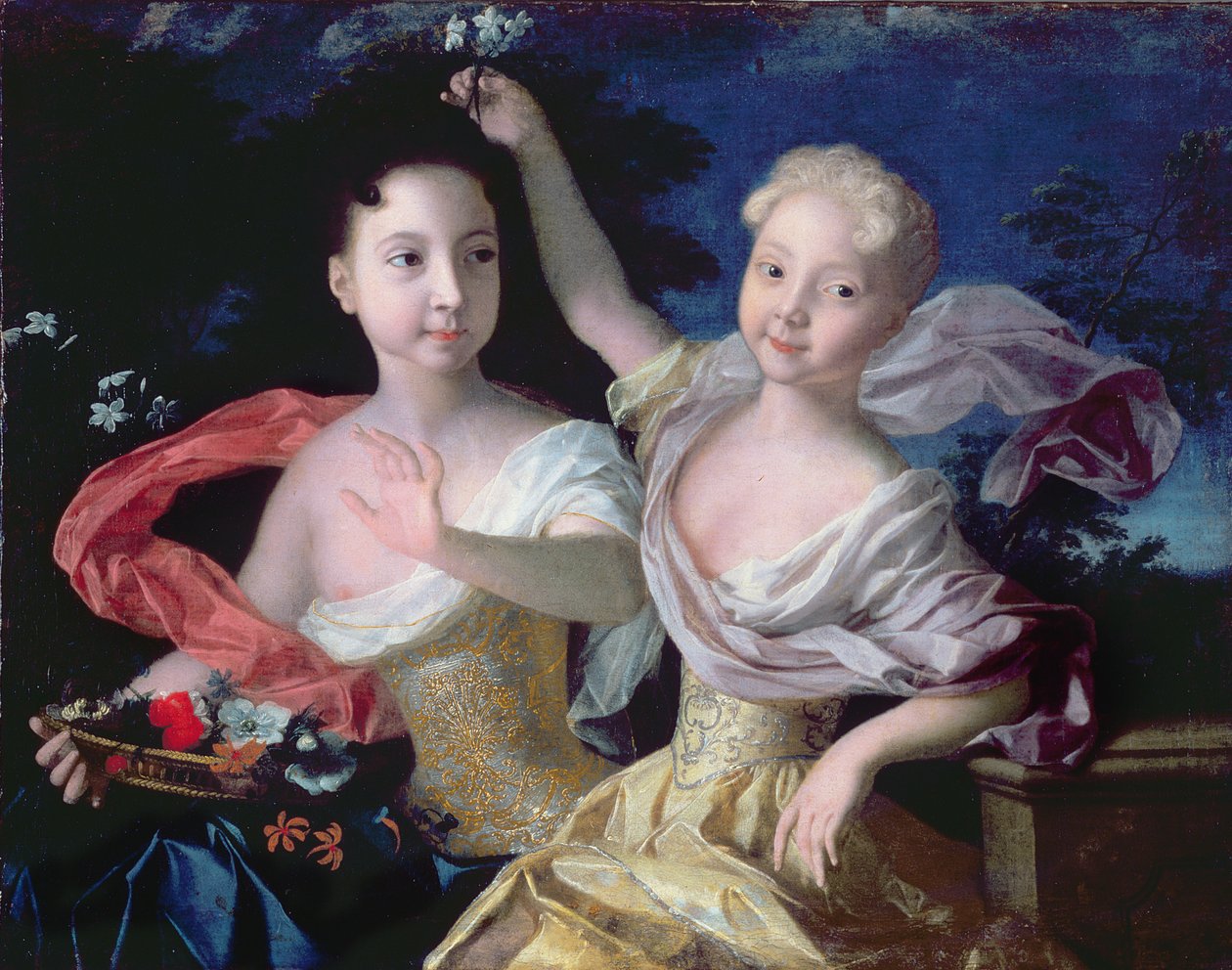 Portret van de Prinsessen Anna Petrovna (1708-28) en Elizabeth Petrovna (1709-62), 1717 door Louis Caravaque