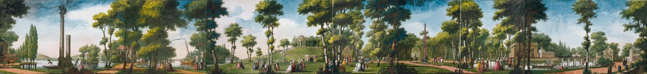 Figuren Wandelend in een Park door Louis Carrogis dit Carmontelle