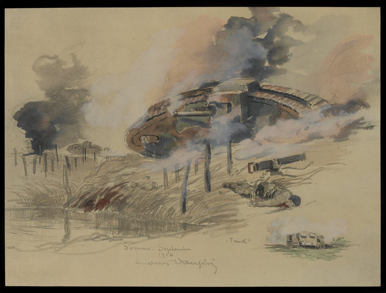 Een Tank aan de Somme, september 1916 door Louis Dauphin