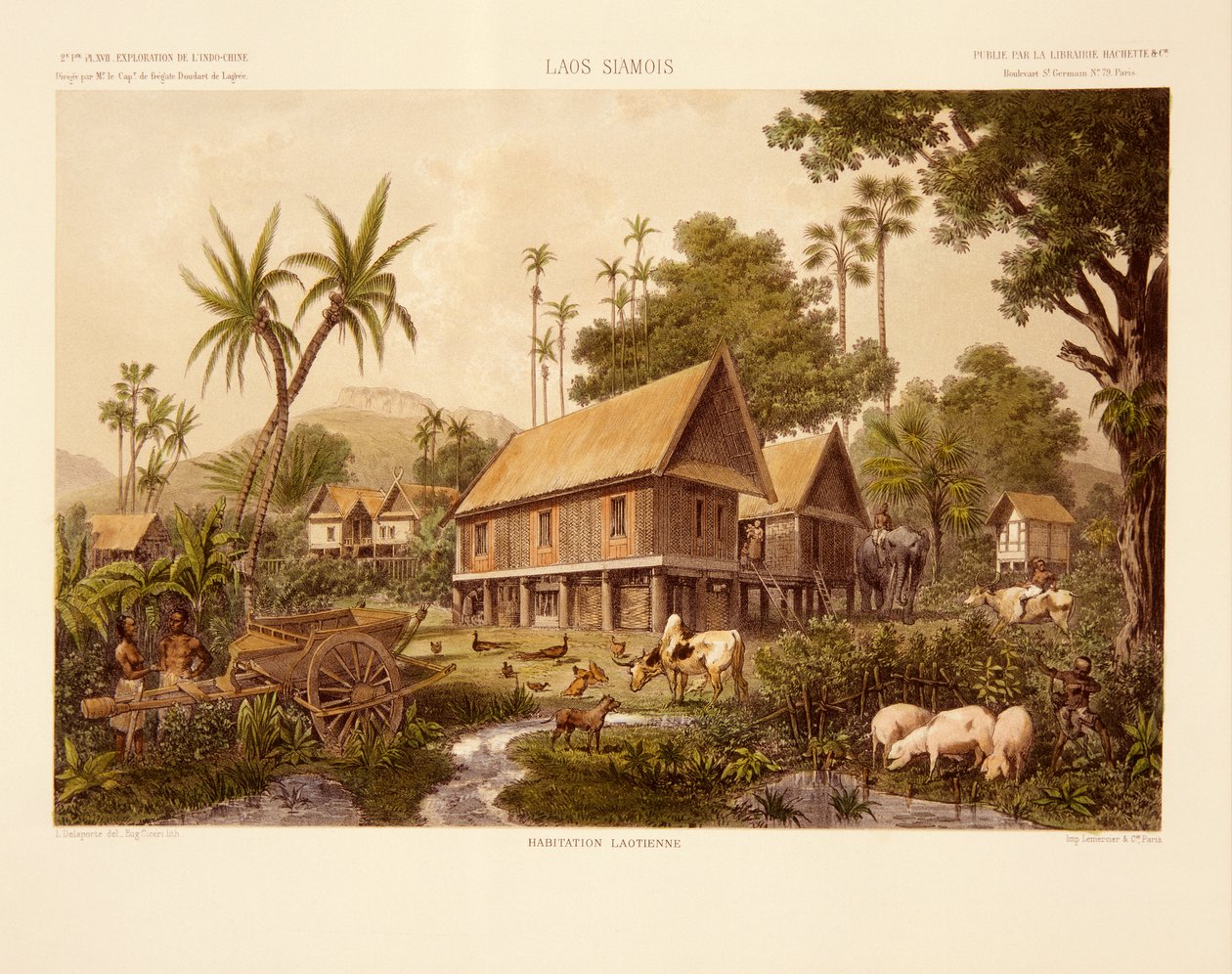 Een huis in Laos, illustratie uit 