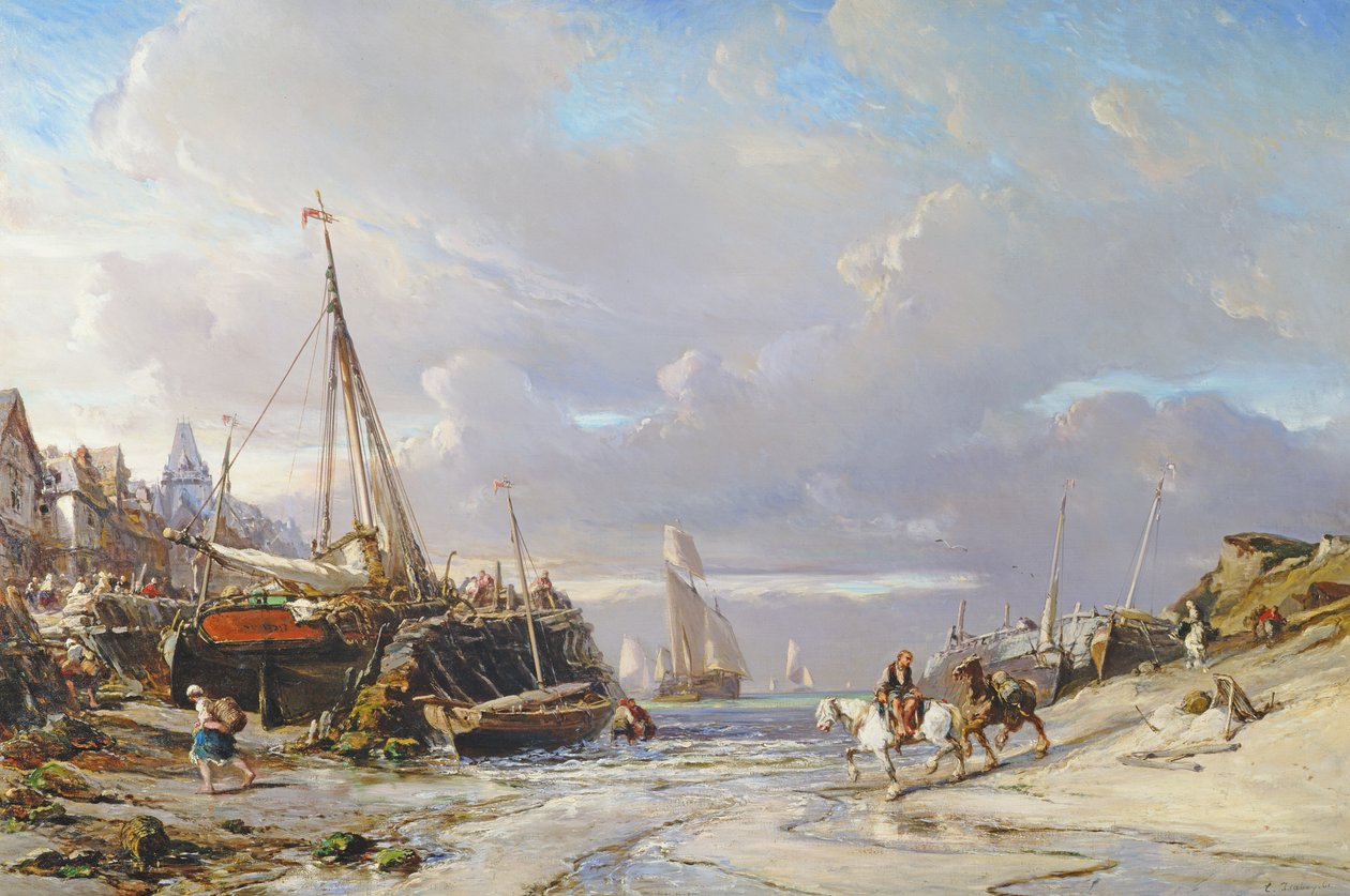 Haven in Bretagne, 1861 door Eugene Isabey