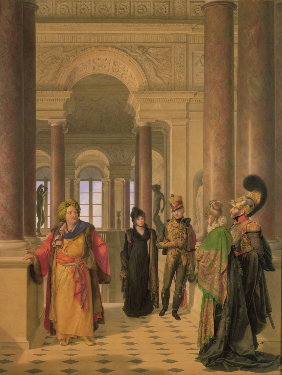 De hoofdtrap van het Louvre door Eugene Isabey
