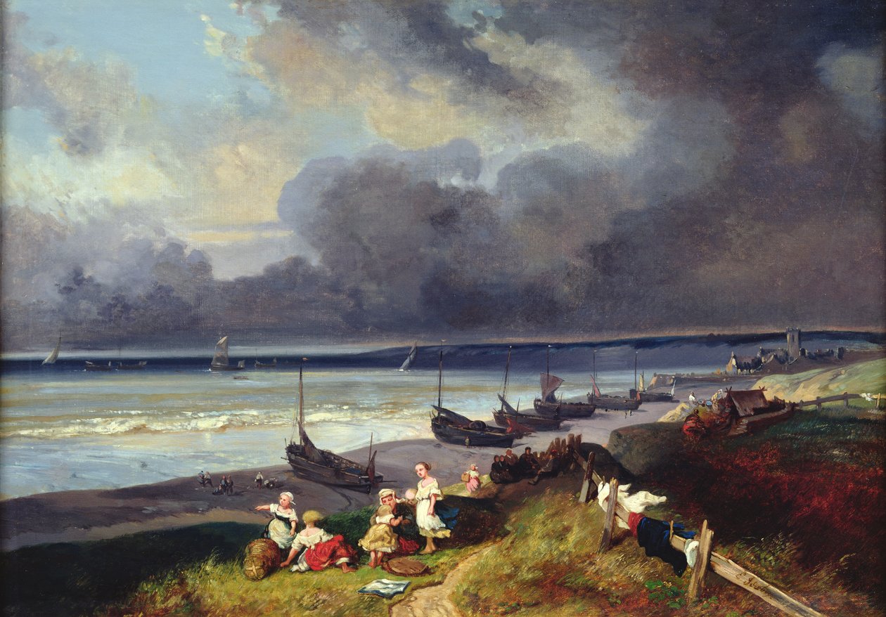 Uitzicht op Dieppe door Eugene Isabey