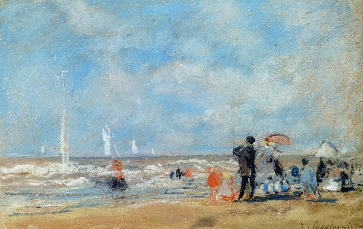 Op het strand, 1863 door Eugene Louis Boudin
