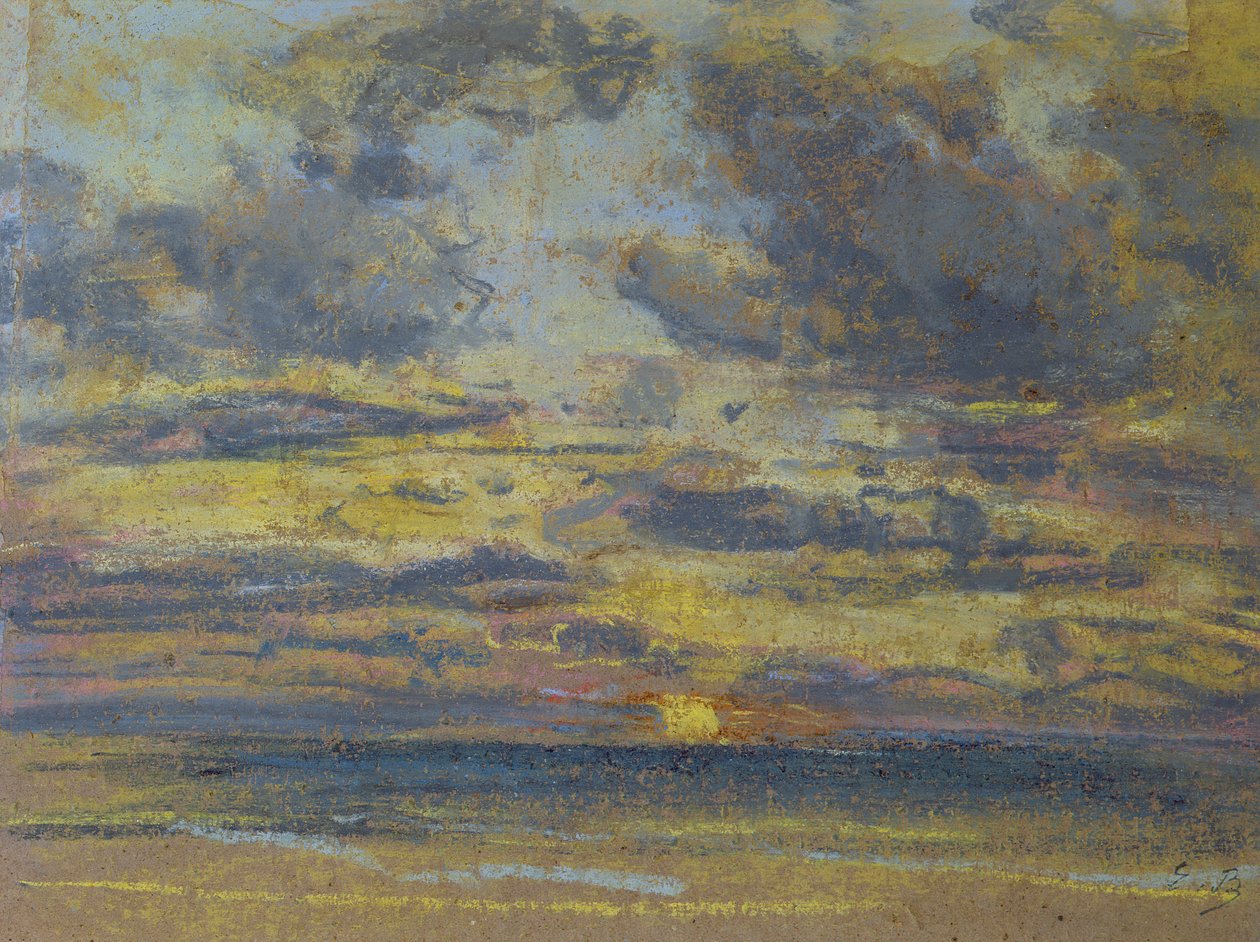 Studie van de lucht met ondergaande zon, ca.1862-70 door Eugene Louis Boudin
