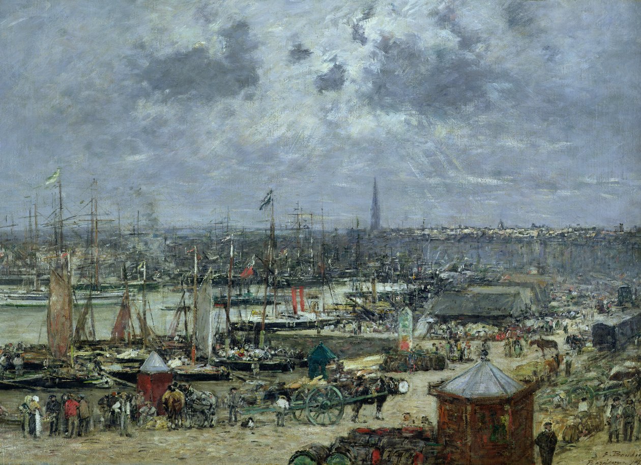 De haven van Bordeaux, 1874 door Eugene Louis Boudin