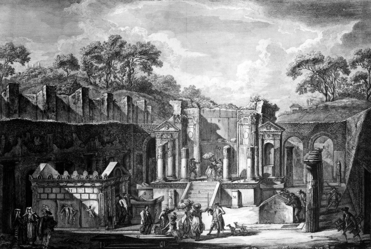 Uitzicht op de Tempel van Isis, Pompeii, gegraveerd door Francesco Piranesi, 1788 door Louis Jean Desprez