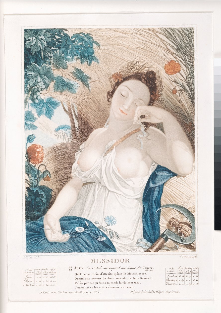 Messidor (juni-juli), tiende maand van de Republikeinse Kalender, gegraveerd door Tresca, Frans, ca. 1794 door Louis Lafitte