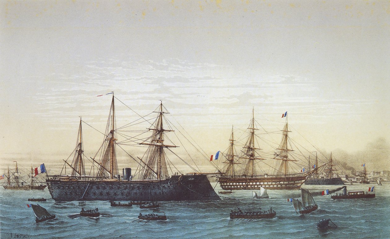 De Magenta in Brest. Het schip Napoléon III is op de achtergrond te zien door Louis Le Breton