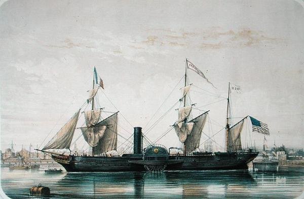 De S.S. Franklin in het Florida Basin in Le Havre, ca. 1851 door Louis Le Breton