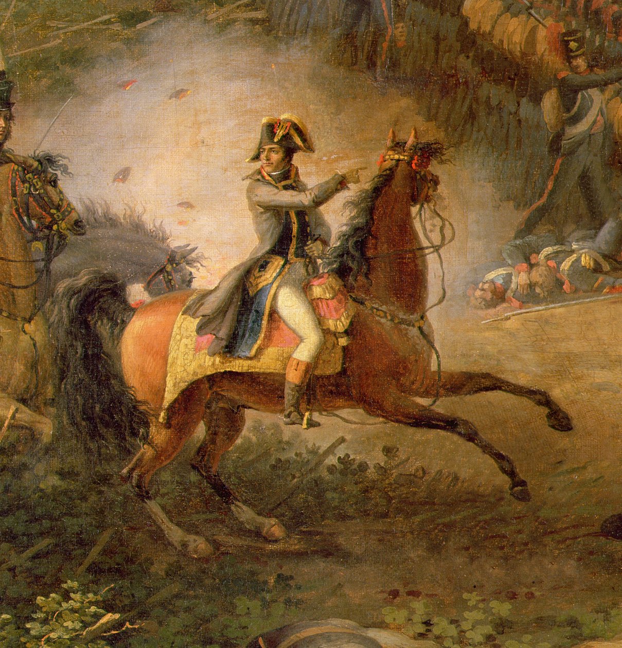 De Slag bij Marengo, detail van Napoleon Bonaparte en zijn majoor, 1801 (detail) door Louis Lejeune