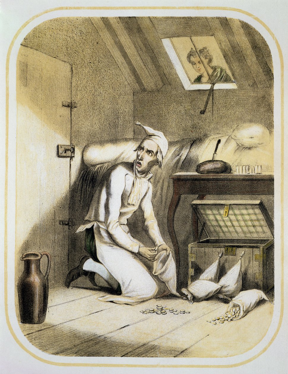 Hebzucht in de Keuken, uit een serie prenten die de Zeven Hoofdzonden uitbeelden, c.1850 door Louis Leopold Boilly