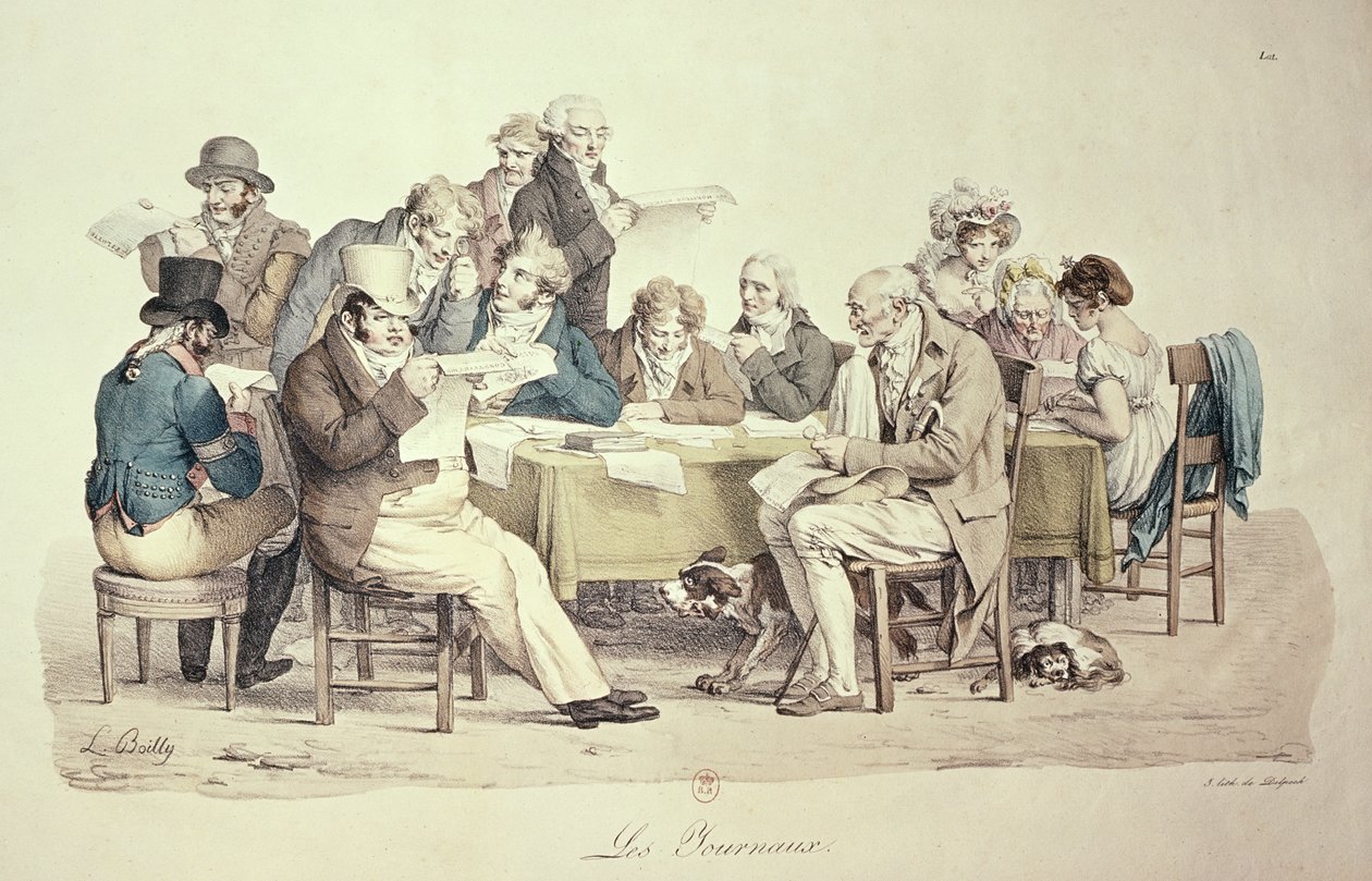 De kranten, gegraveerd door François Seraphin Delpech (1778-1825) door Louis Leopold Boilly