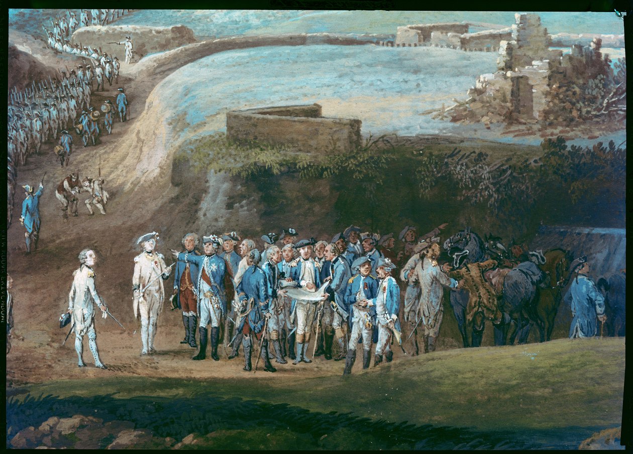 Het Beleg van Yorktown, 1-17 oktober 1781 (detail) door Louis Nicolas van Blarenberghe