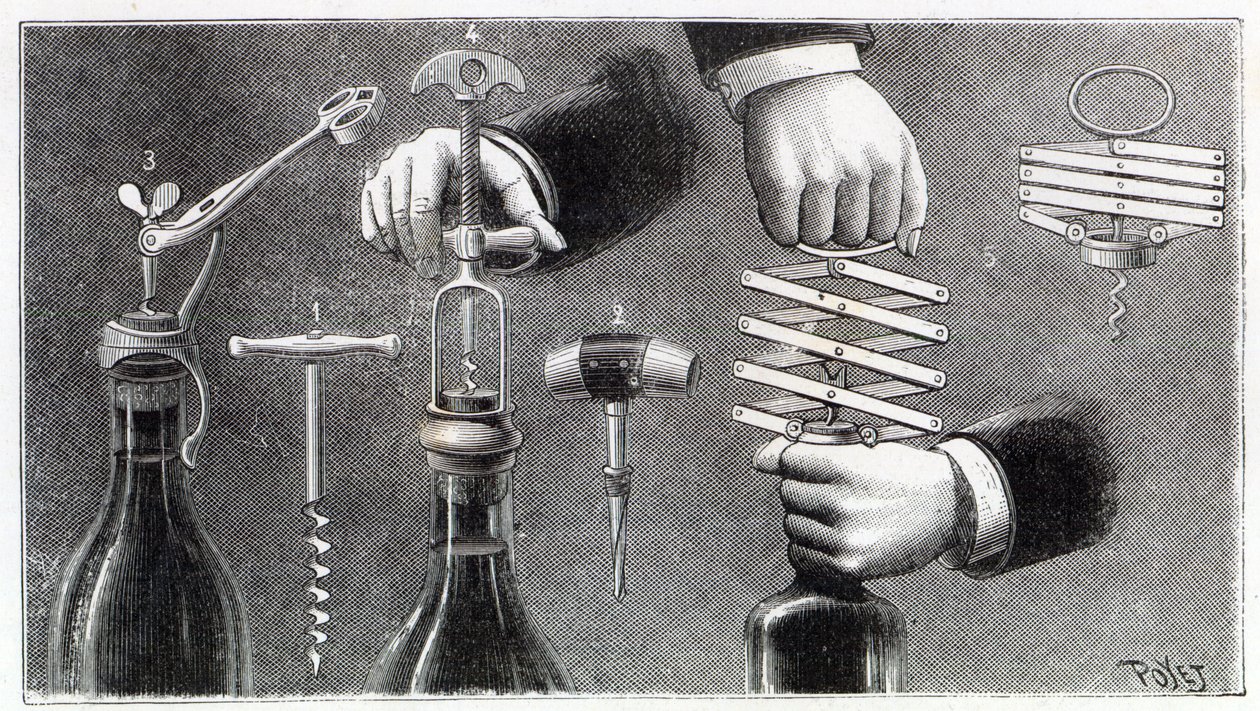 Verschillende soorten kurkentrekkers, 1893 door Louis Poyet