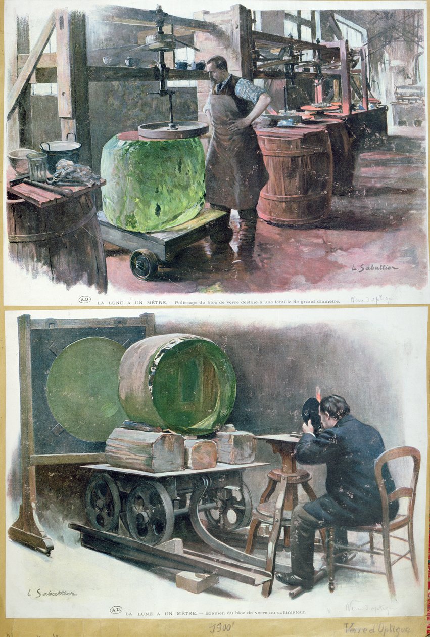 Fabricage van glas voor een optische lens, 1900 door Louis Remy Sabattier
