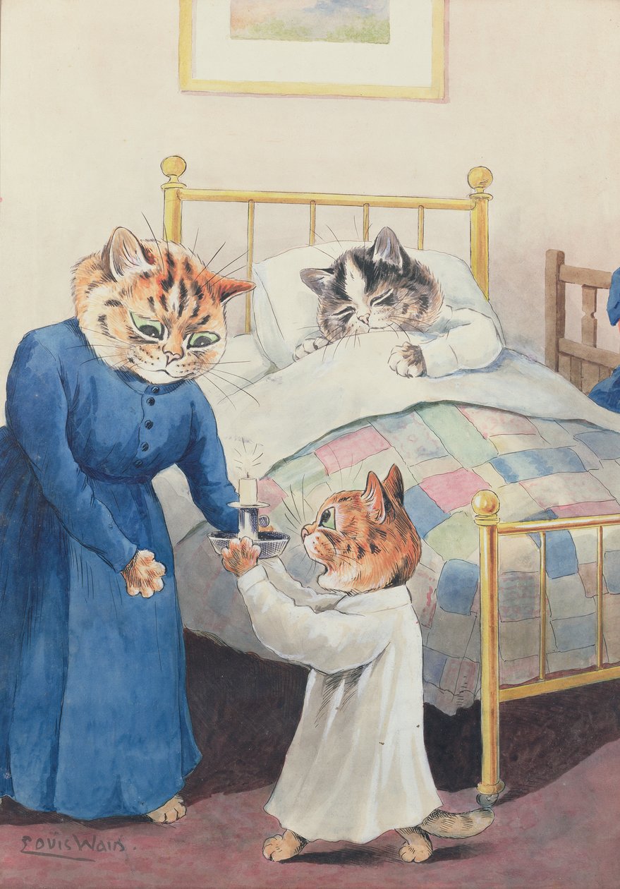 Bedtijd door Louis Wain