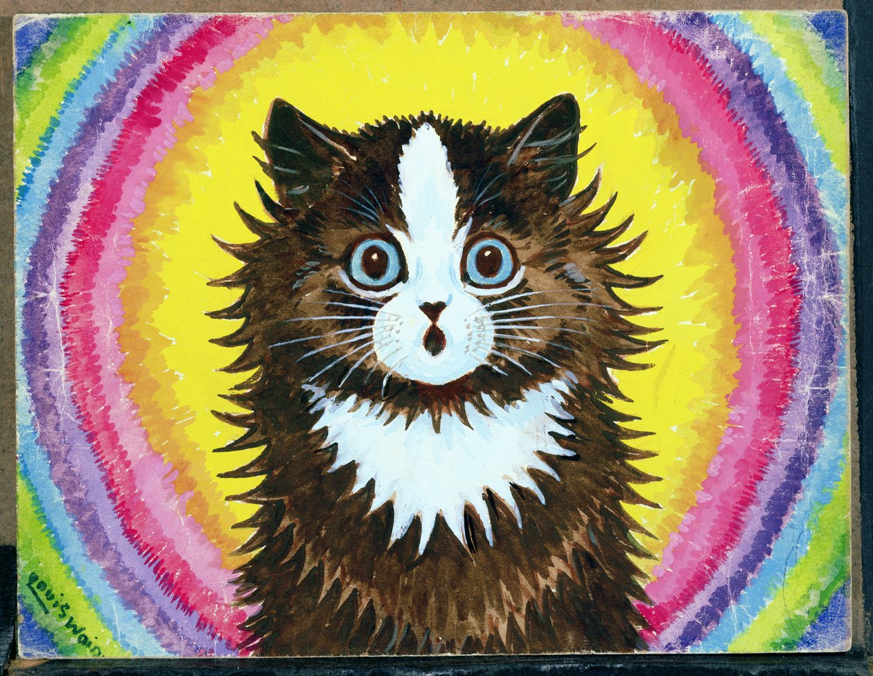 Kat in een regenboog door Louis Wain