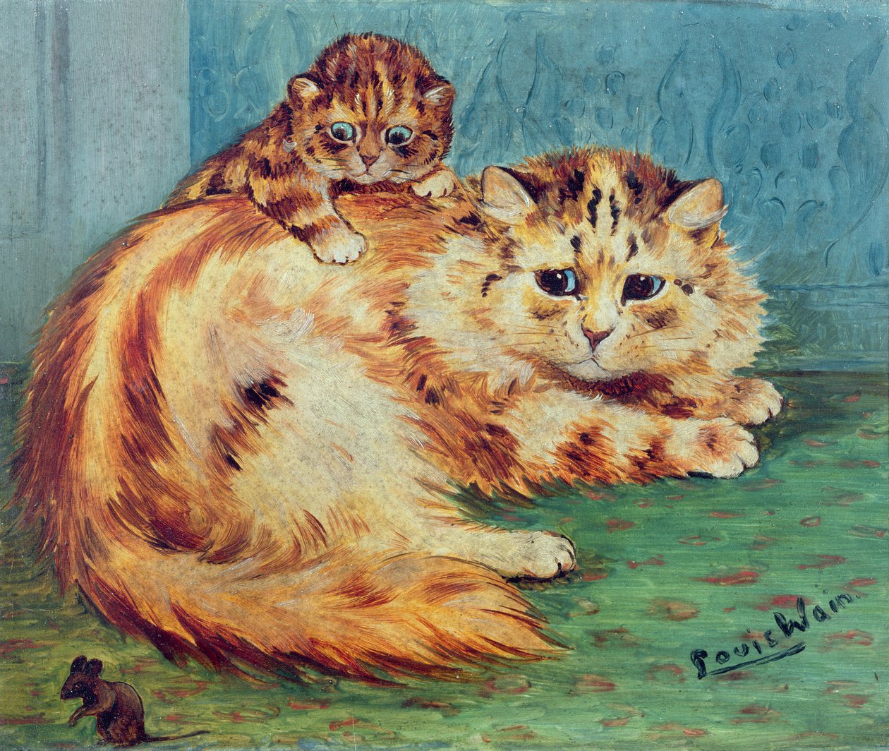 Stoute muis! (bord) door Louis Wain