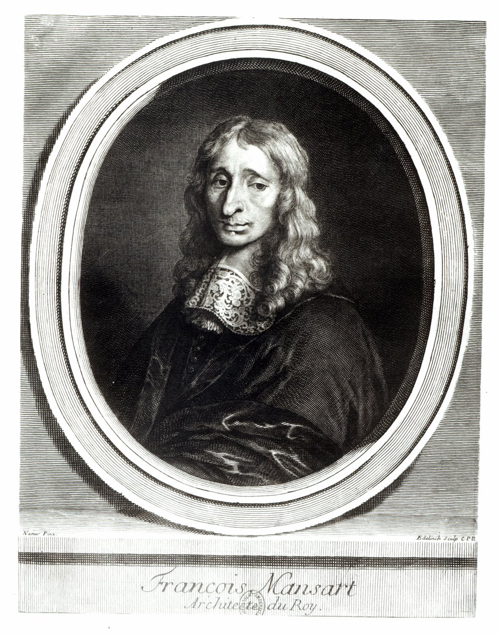 Portret van Francois Mansart (1598-1666), gegraveerd door Gerard Edelinck (1640-1707) door Louis de Namur