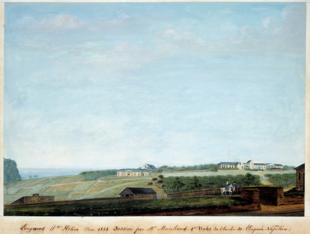 Uitzicht op Longwood op het eiland Sint-Helena, mei 1821 door Louis Joseph Marchand